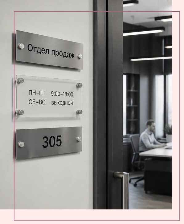Офисные таблички на дверь в Верхнем Уфалее по цене от 5015 р. | Аванза-Врф
